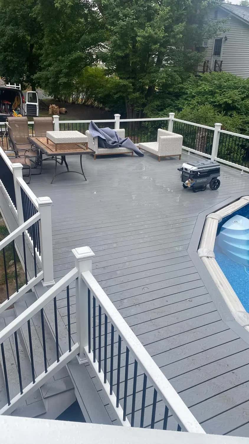 Finished composite pool deck built by Waterfront Construction